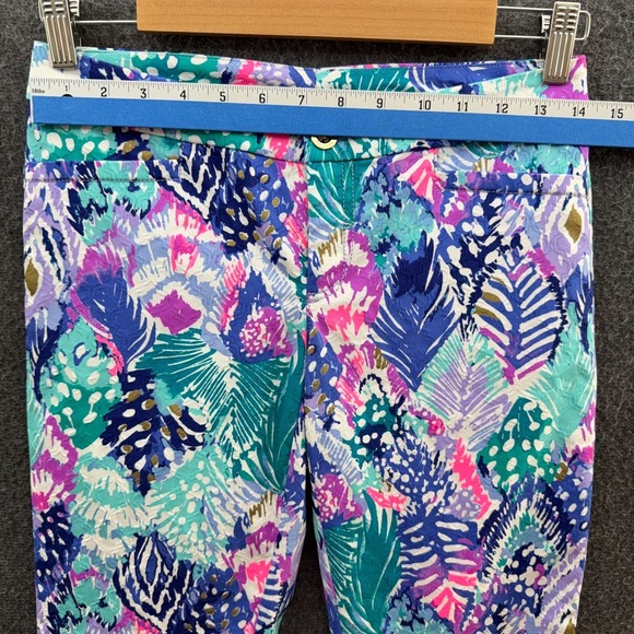 Lilly Pulitzer Pant Womens 0 Quill Out Kelly Skinny Ankle Crop Textured 12816‎ - Picture 8 of 12